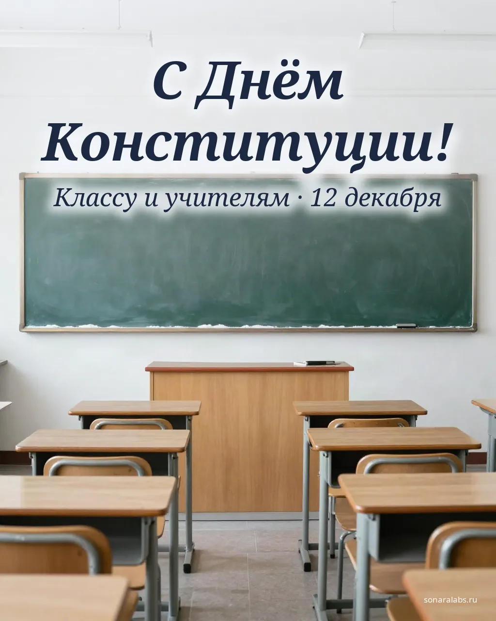 Открытка ко Дню Конституции для школы: класс со школьной доской