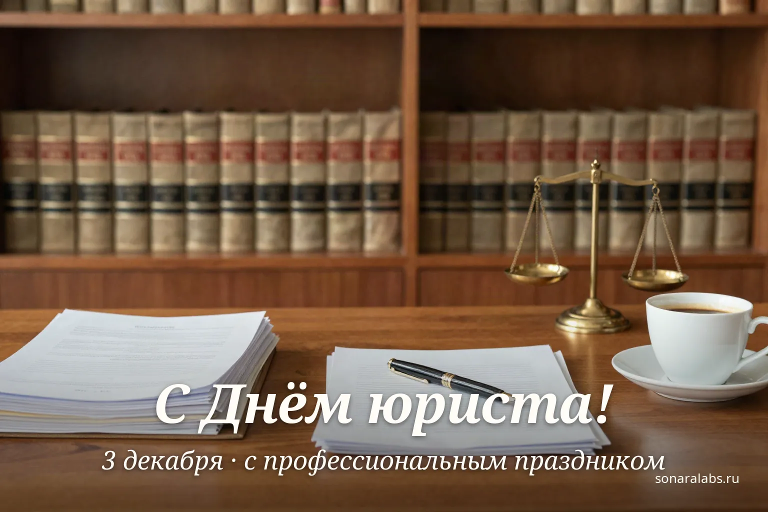 Горизонтальная открытка: рабочий стол юриста